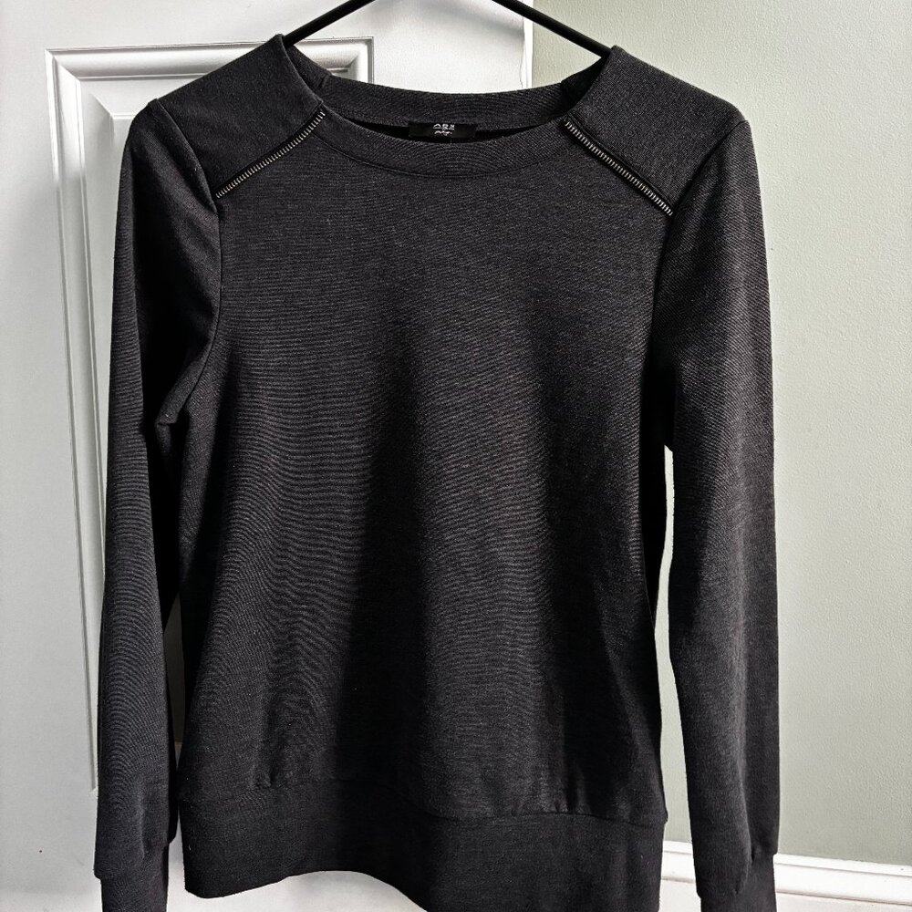 ABS Denim Collection By ALLEN SCHWARTZ Gray Sweatshirt Zipper Accent Sz XS